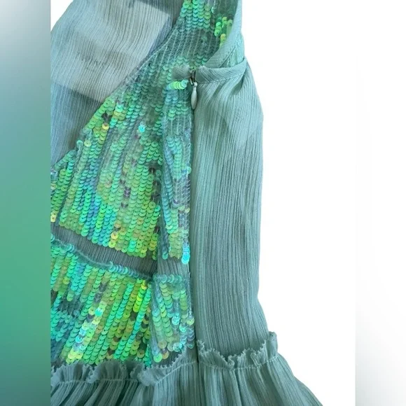 TWINSET Milano NWT Sequin Mesh Bow Tank Top Blouse Mint Green, Party, Sparkle S‍ - Picture 11 of 11